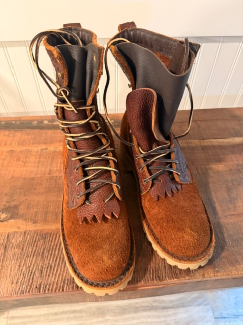 JK Boots – Custom Builder/Climber Work Boots – Vibram Sole, Size 7.5 E